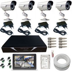 Kit Sistema Monitoramento 4 Câmeras Infravermelho Gravador Dvr Acesso Internet Monitor 7 Polegadas