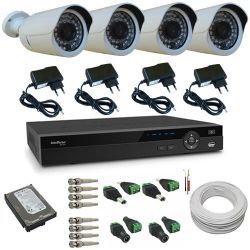 Kit completo com 04 câmeras de segurança e dvr stand alone Intelbras.